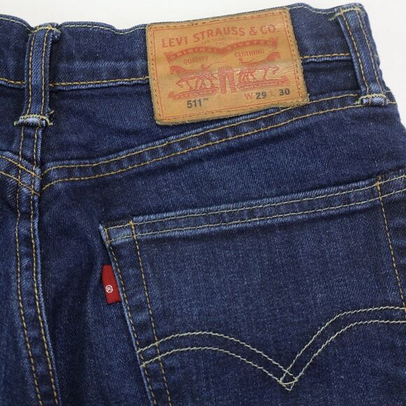 Levis 511 Jeans Mens 29x30 (Fits 28x29) Blue Stretch Denim Slim Straight - Picture 7 of 9